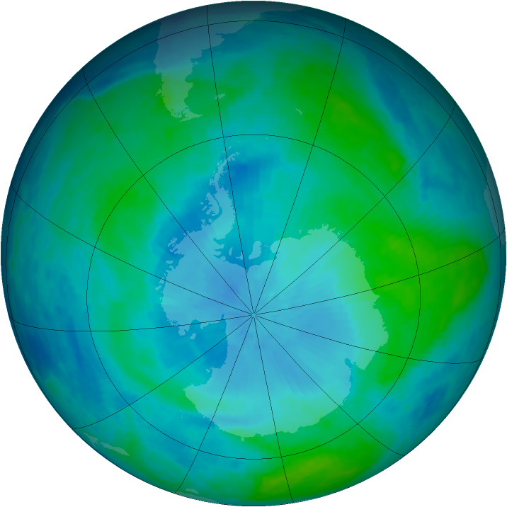Antarctic ozone map for 12 February 1986